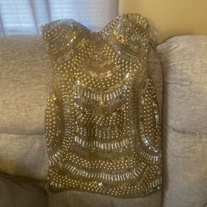 Never worn- Homecoming sequin and beaded dress, silver, gold